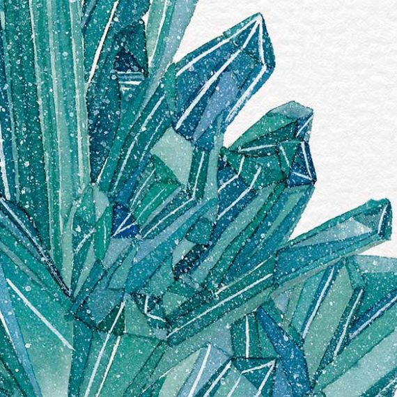 Detail of watercolor painting illustration by Raquel Saavedra - Euclase