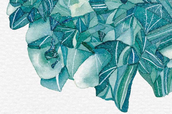 Detail of watercolor painting illustration by Raquel Saavedra - Euclase
