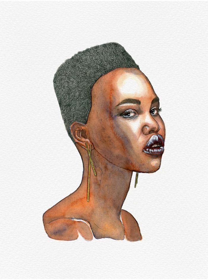 Watercolor and graphite pencil portrait on paper by Raquel Saavedra - You know something