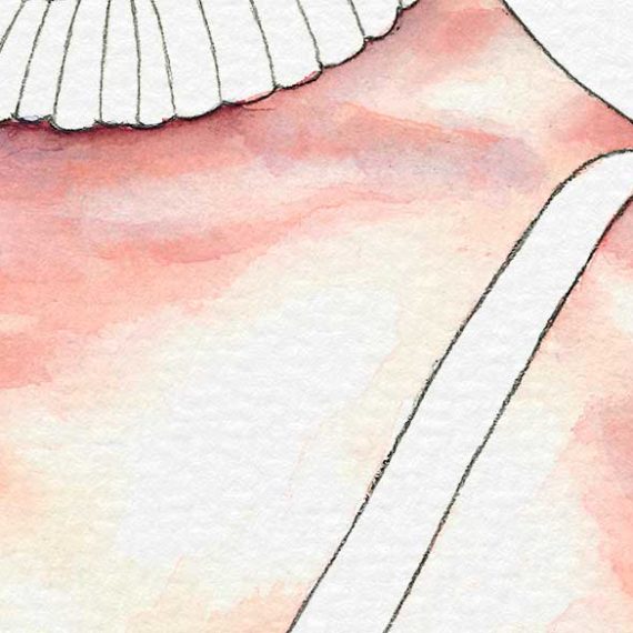 Detail of watercolor and graphite pencil portrait on paper by Raquel Saavedra - A new vision