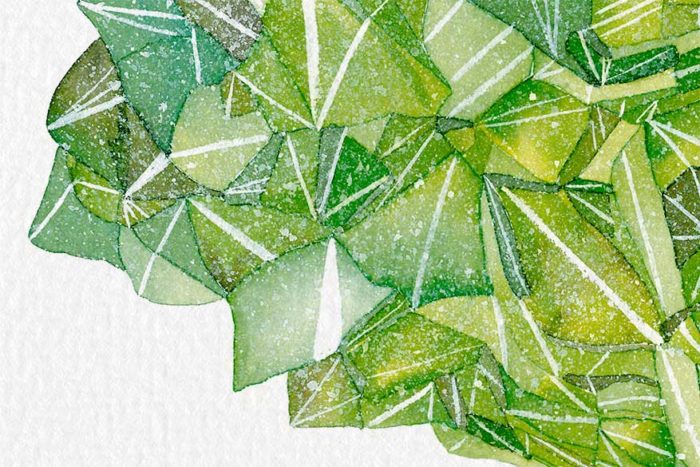 Watercolor illustration by Raquel Saavedra - Green Fluorite