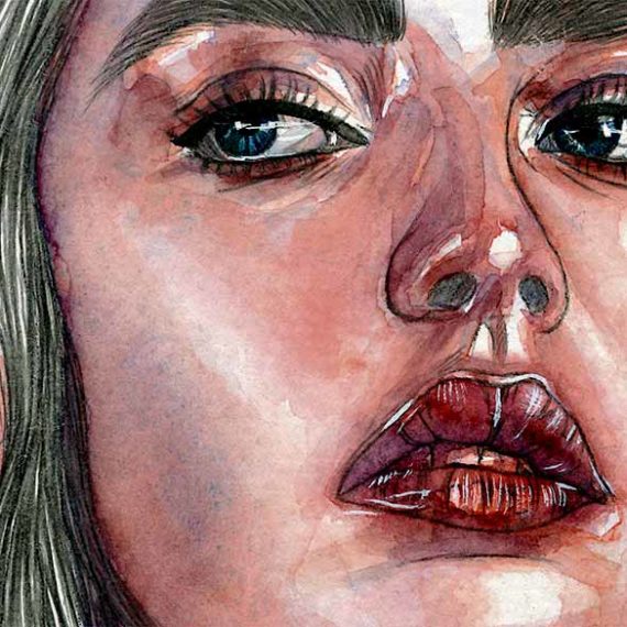 Watercolor and graphite pencil portrait on paper by Raquel Saavedra - And now what?