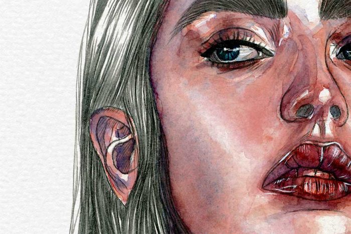 Watercolor and graphite pencil portrait on paper by Raquel Saavedra - And now what?