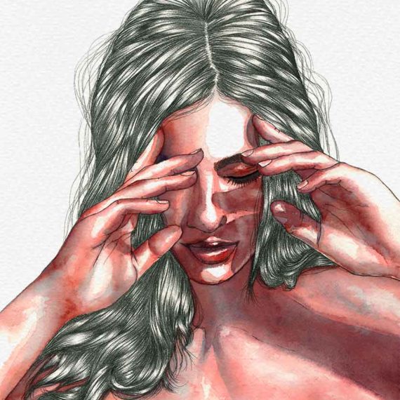 'Dude' Watercolor portrait by Raquel Saavedra
