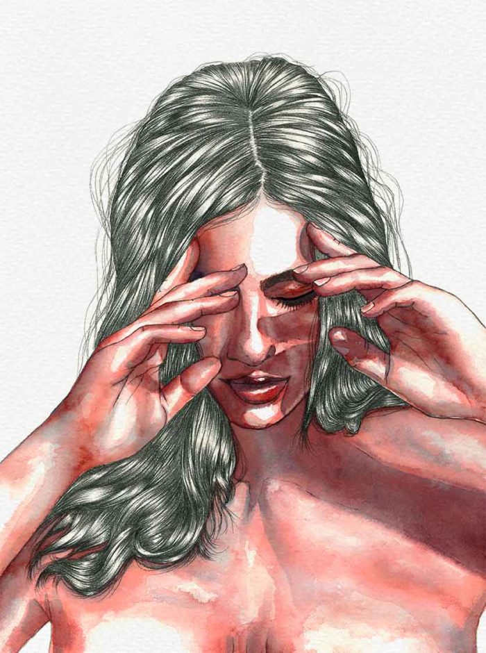 'Dude' Watercolor portrait by Raquel Saavedra
