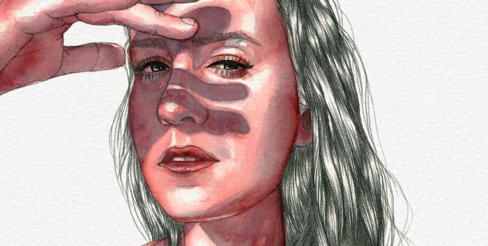 'Selfportrait' Watercolor portrait by Raquel Saavedra