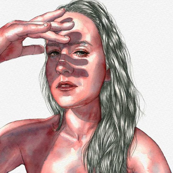 'Selfportrait' Watercolor portrait by Raquel Saavedra