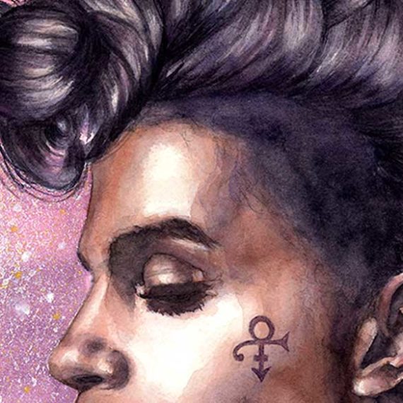 Prince watercolor portrait detail by Raquel Saavedra artist