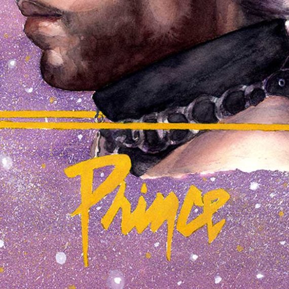 Prince watercolor portrait detail by Raquel Saavedra artist