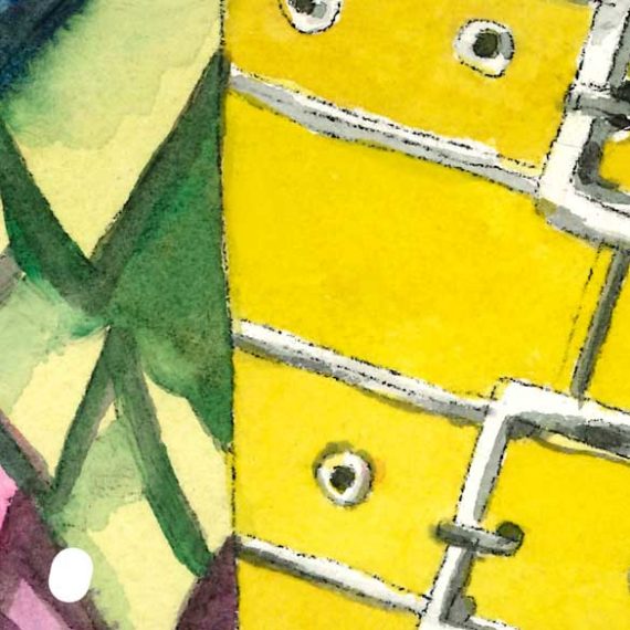 Freddie Mercury watercolor portrait detail by Raquel Saavedra artist